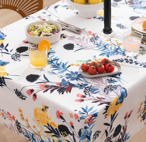 Blossom Floral Outdoor Tablecloth With Umbrella Hole and Zipper