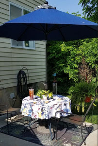 Blossom Floral Outdoor Tablecloth With Umbrella Hole and Zipper