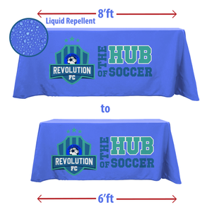6' to 8' Convertible Custom Printed Liquid Repellent Table Throw - All Over Print
