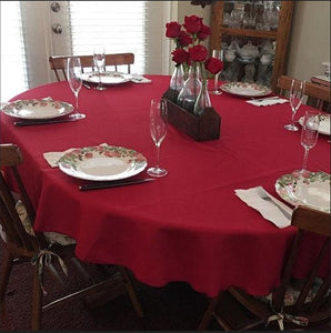 Red oval tablecloth