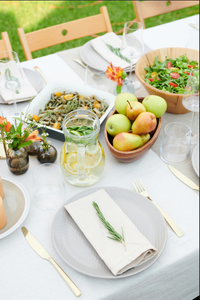 White Havana linens for an outdoor lunch gathering