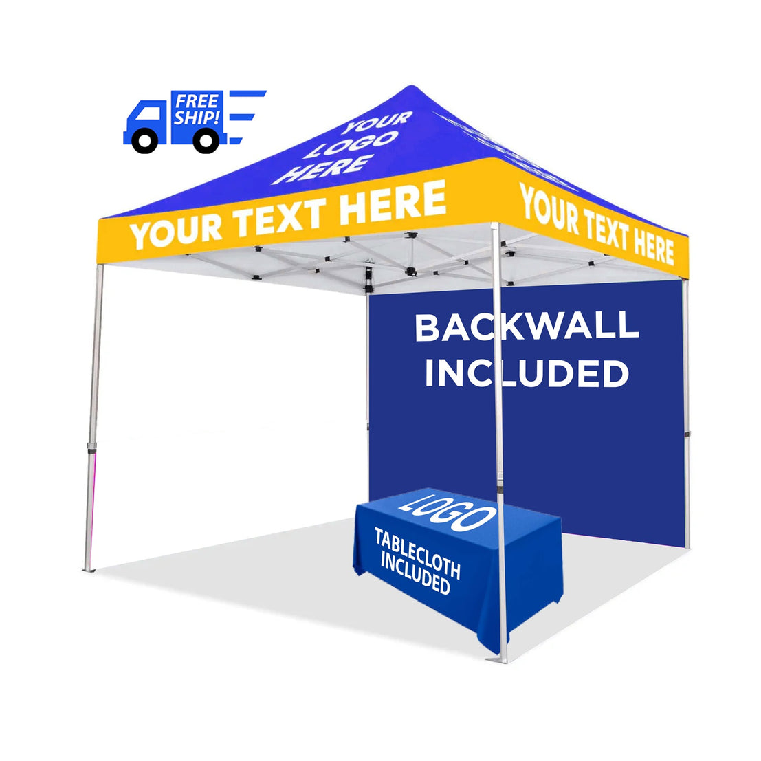 10x10 tent with logo 10x10 Popup Tent Package With Logo, 3 Day Standard / Stretch Spandex All Over Print +$20
