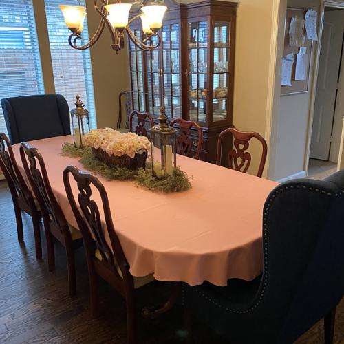 Burnt orange oval tablecloth