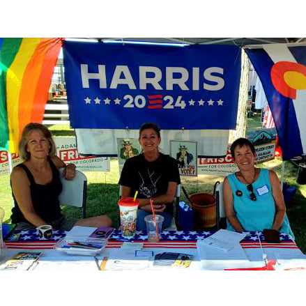 Harris vinyl banner at a fundraiser