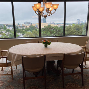 Oval Vinyl Tablecloth With Flannel Backing, High End