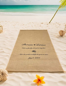 Custom Printed Burlap Wedding Aisle Runner 36 or 60" Wide, White or Natural