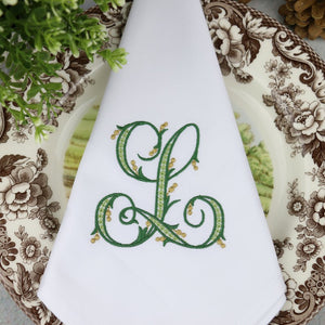Embroidered Monogram Dozen Napkins