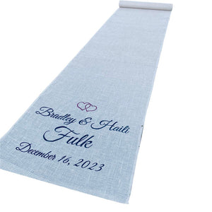 Custom Printed Burlap Wedding Aisle Runner 36 or 60" Wide, White or Natural