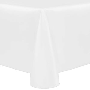 White 90" x 156" Rectangular Poly Cotton Twill Tablecloth