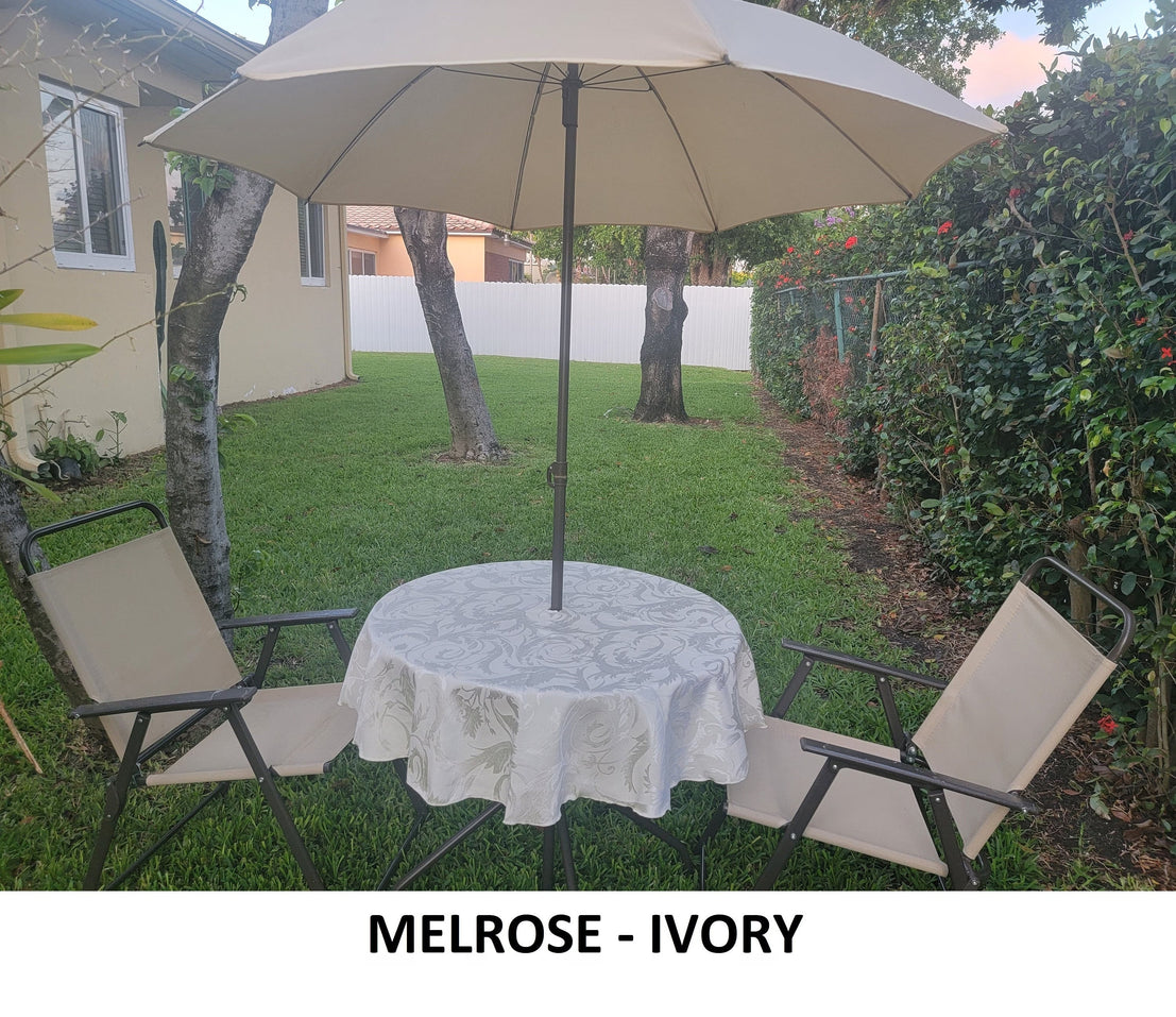 Outdoor Tablecloth With Umbrella Hole Melrose Damask