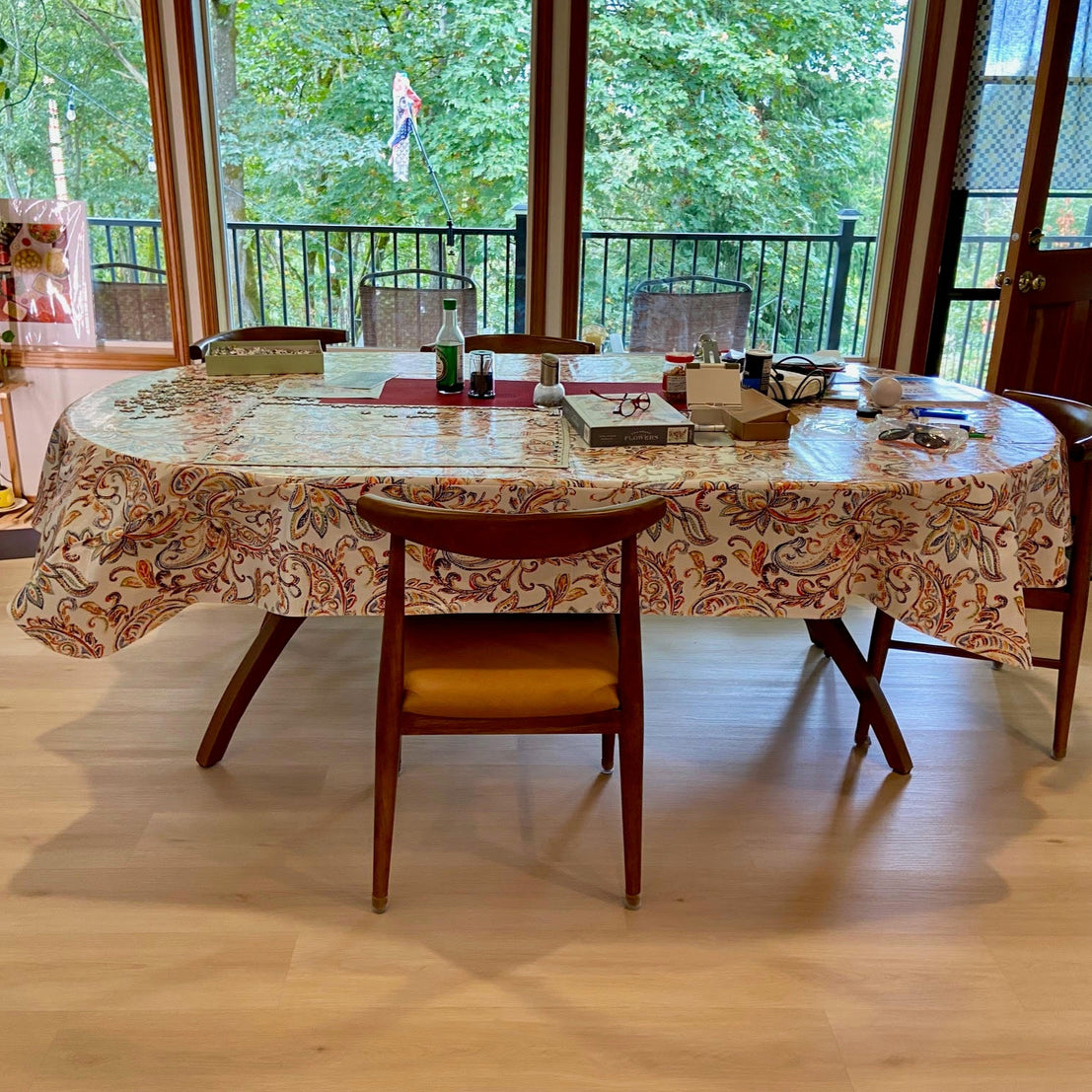 Oval Oilcloth Tablecloth, Wipe Clean