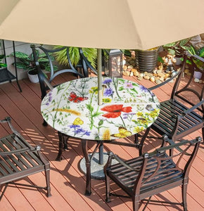 Outdoor Fitted Tablecloth With Umbrella Hole and Zipper