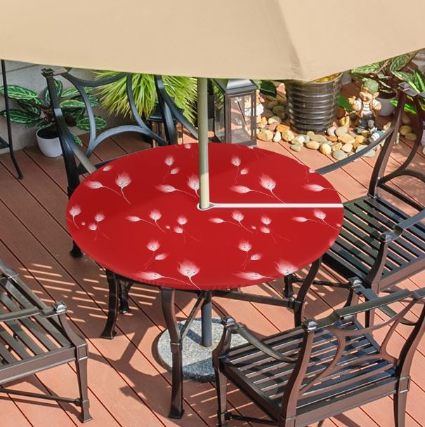 Outdoor Fitted Tablecloth With Umbrella Hole and Zipper