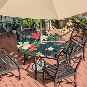 Outdoor Fitted Tablecloth With Umbrella Hole and Zipper