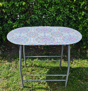 Oval Oilcloth Fitted Tablecloth, Fitted Table Topper With Elastic