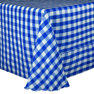Royal / White 54" x 54" Square Poly Check Tablecloth