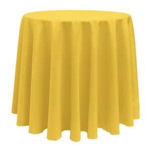 Lemon 108" Round Poly Premier Tablecloth With Umbrella Hole