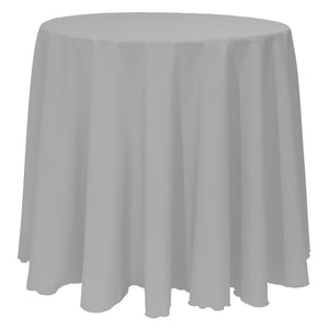 Silver 120" Round Poly Premier Tablecloth