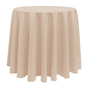 Tan 84" Round Poly Premier Tablecloth