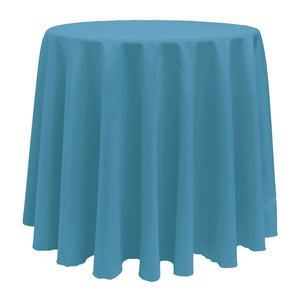Turquoise 108" Round Poly Premier Tablecloth With Umbrella Hole