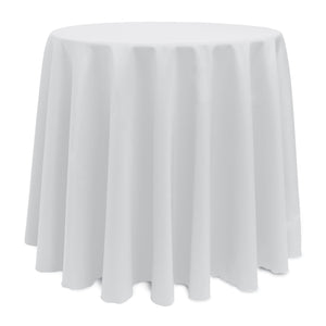 White 108" Round Poly Premier Tablecloth With Umbrella Hole
