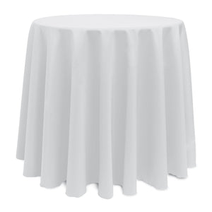 White 72" Round Poly Premier Tablecloth With Hem