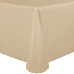 Tan 60" x 120" Rectangular Poly Premier Tablecloth