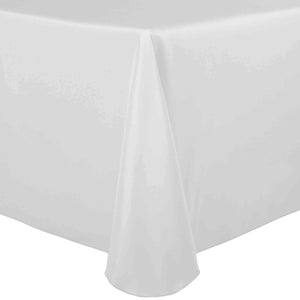 White 108" x 156" Rectangular Poly Premier Tablecloth