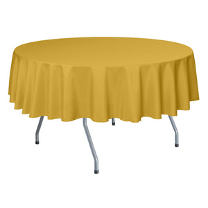 Gold 60" x 106" Oval Poly Premier Tablecloth