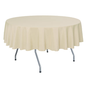 Tan 84" Round Poly Premier Tablecloth