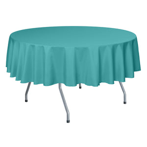 Turquoise 108" Round Poly Premier Tablecloth With Umbrella Hole