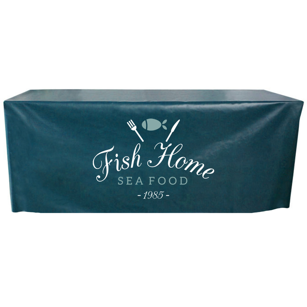 Rectangular Vinyl Fitted Table Topper With Logo - Premier Table Linens