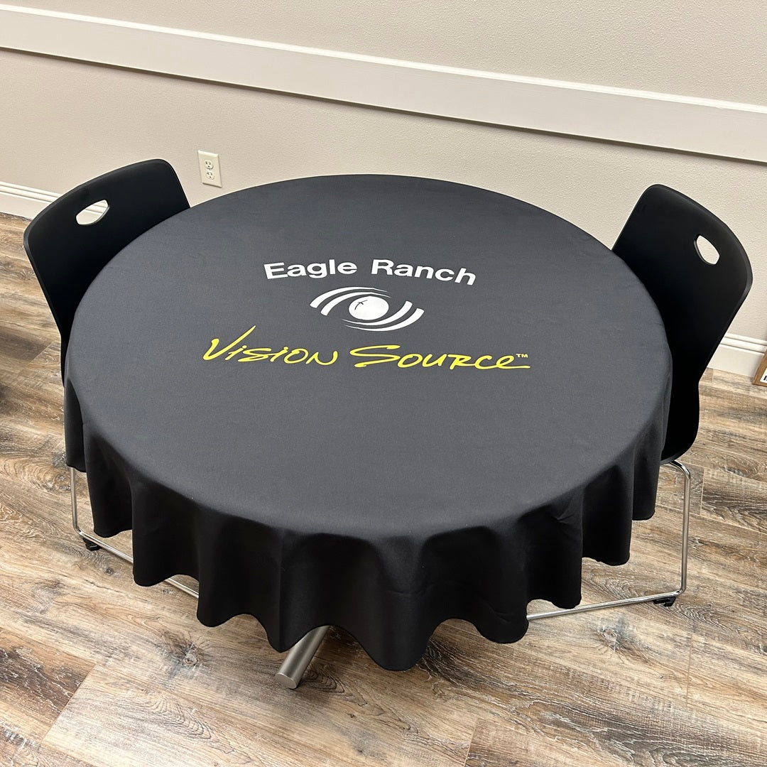 Poly Custom Printed Round Logo Tablecloth, 1 or 2 Color