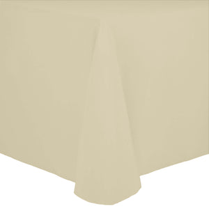 Tan 90" x 132" Rectangular Spun Poly Tablecloth