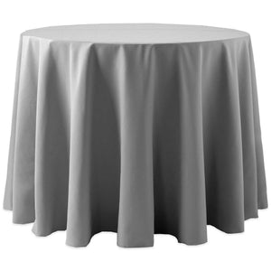 Grey 132" Round Spun Poly Tablecloth With Hem