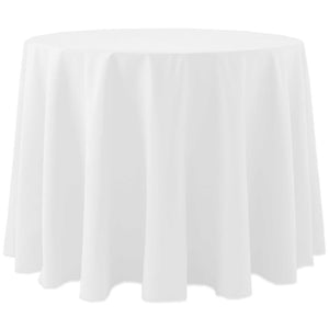 White 108" Round Spun Poly Tablecloth