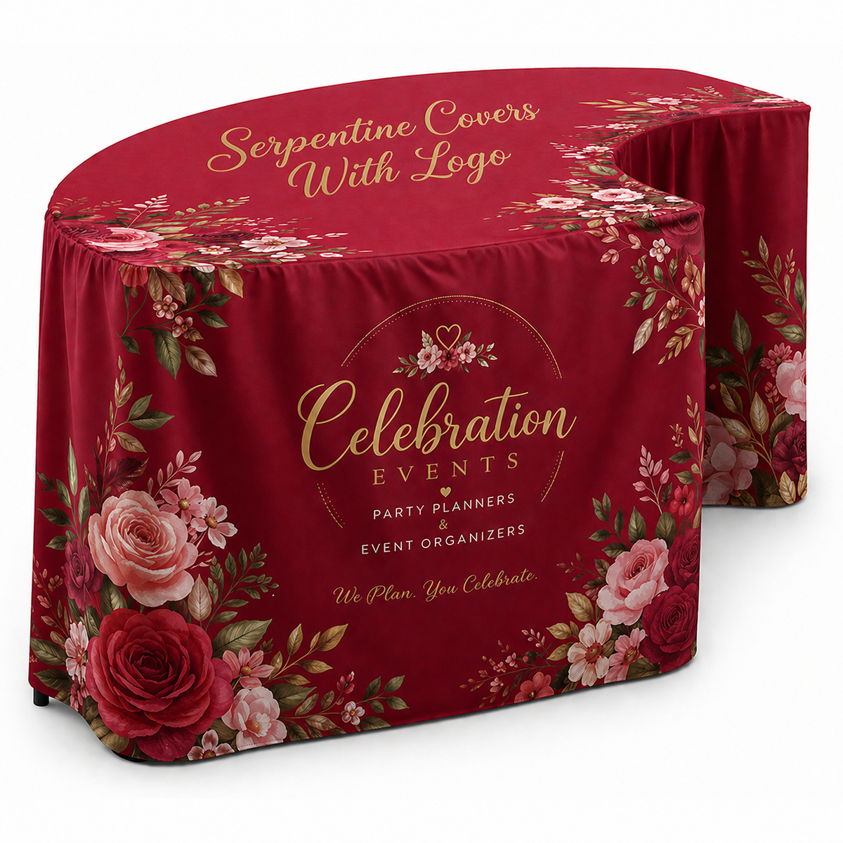 Serpentine Cover With Logo | Premier Table Linens