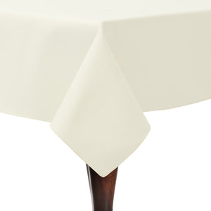 Ivory 84" x 84" Square Poly Cotton Twill Tablecloth With Hem