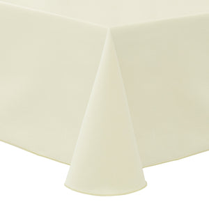 Ivory 90" x 132" Rectangular Poly Cotton Twill Tablecloth