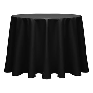 Black 132" Round Poly Cotton Twill Tablecloth