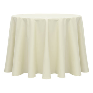Ivory 96" Round Poly Cotton Twill Tablecloth