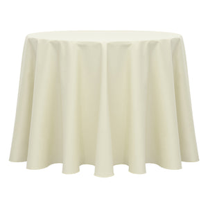 Ivory 90" Round Poly Cotton Twill Tablecloth