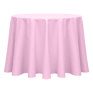 Light Pink 132" Round Poly Cotton Twill Tablecloth