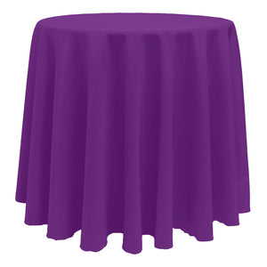 Lilac poly premier tablecloth on round table