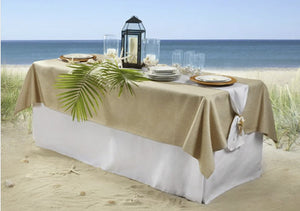 Faux Burlap Oval Tablecloth