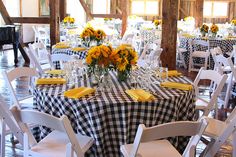 black white check tablecloth rental