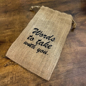 Custom printed 6" x 10" Burlap bag with drawstring