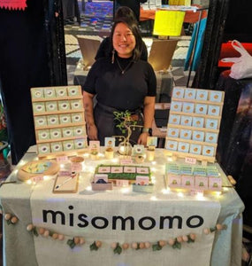 burlap table runner with logo at craft show