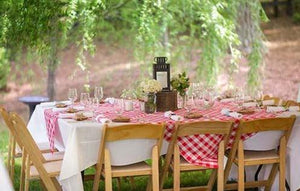 red white checkered tablecloth rental for wedding