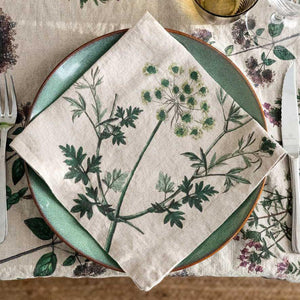 Panama Napkins and matching tablecloth fully printed with foliage design